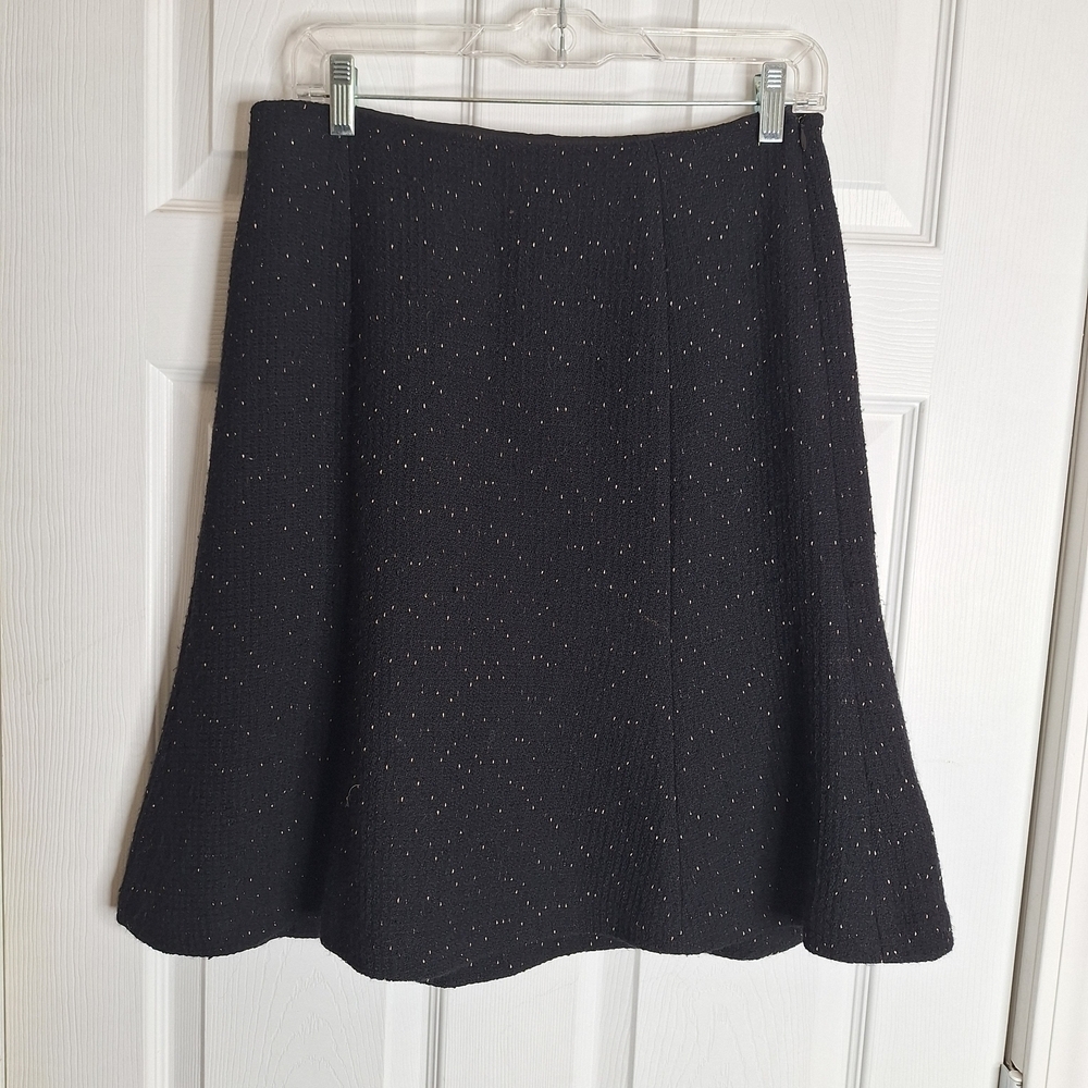 Ann Taylor Lined Black A-Line Skirt Wool Blend with Subtle Texture Size 6